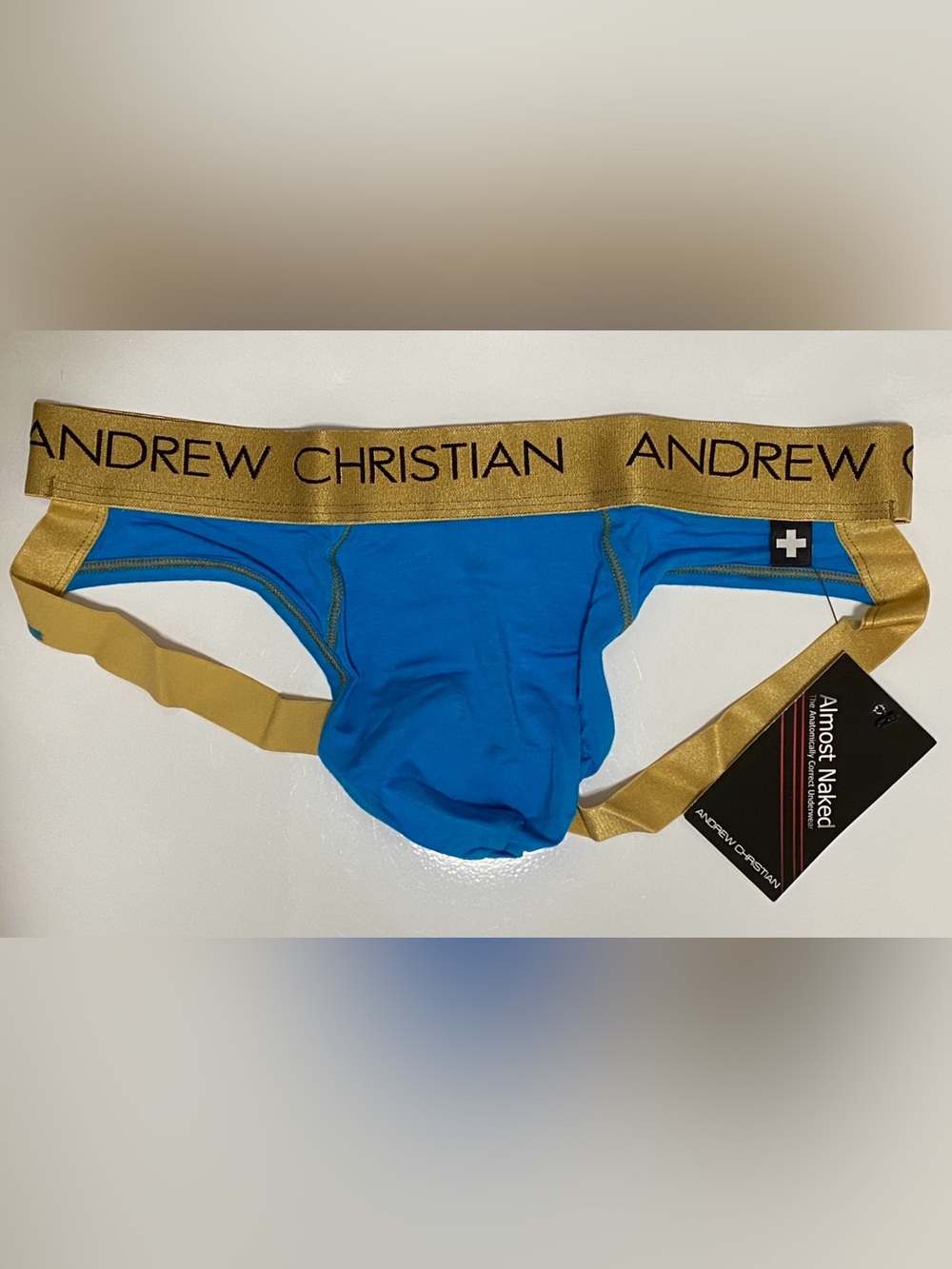 NWT! Andrew Christian Almost Naked Infinity Brief Jock MED Turquoise